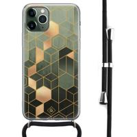 iPhone 11 Pro Max hoesje met koord - Crossbody - Kubus groen - thumbnail