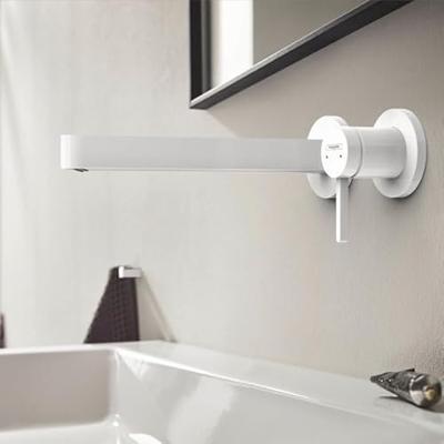 Wastafelmengkraan Inbouw Finoris HansGrohe 2-gats 228 MM Voorsprong Met Afvoerplug Mat Wit Wastafelmengkraan Inbouw Finoris HansGrohe 2-gats 228 MM Voorsprong Met Afvoerplug Mat Wit