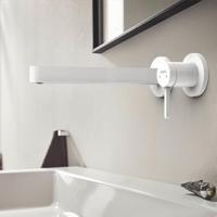 Wastafelmengkraan Inbouw Finoris HansGrohe 2-gats 228 MM Voorsprong Met Afvoerplug Mat Wit - thumbnail