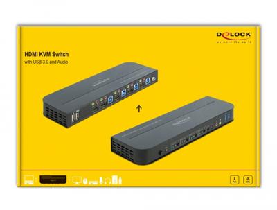 Delock 11483 HDMI-switch HDMI Toetsenbord, Muis, Besturing, Afstandsbediening 3840 x 2160 Pixel - thumbnail