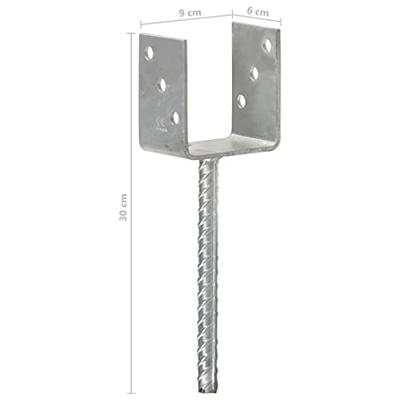 VidaXL Grondankers 6 st 9x6x30 cm gegalvaniseerd staal zilverkleurig VidaXL Grondankers 6 st 9x6x30 cm gegalvaniseerd staal zilverkleurig