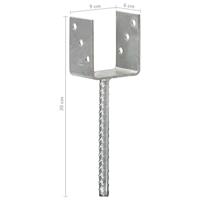 VidaXL Grondankers 6 st 9x6x30 cm gegalvaniseerd staal zilverkleurig - thumbnail