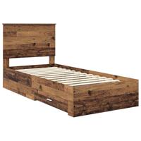 Bedframe met hoofdeinde Oudhout 90 x 200 cm Bewerkt hout - thumbnail