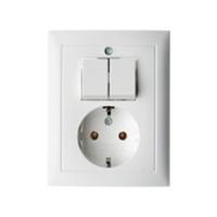 Berker S1 combinatie serieschakelaar/wandcontactdoos RA wit - thumbnail