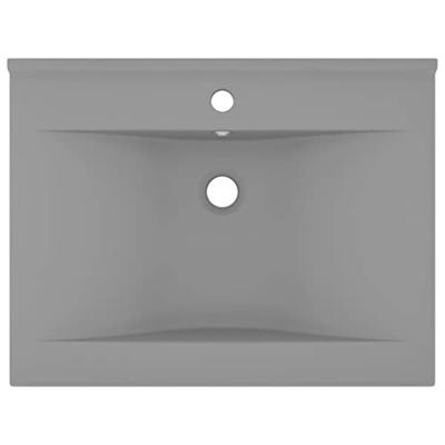 Wastafel met kraangat 60x46 cm keramiek mat lichtgrijs Wastafel met kraangat 60x46 cm keramiek mat lichtgrijs