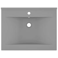 Wastafel met kraangat 60x46 cm keramiek mat lichtgrijs - thumbnail