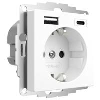 2USB 2U-449528 Geaard stopcontact Met USB-laaduitgang, Aanraakbeveiliging, VDE IP20 Sneewwit (zijdemat) - thumbnail