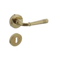 Deurkruk Emily op rozet ø54x9mm met nokken en sleutelgat plaatjes PVD messingkleur - thumbnail