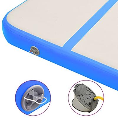 VidaXL Gymnastiekmat met pomp opblaasbaar 800x100x15 cm pvc blauw - thumbnail