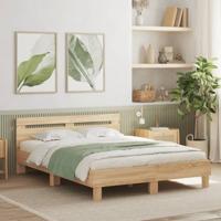 Bedframe met hoofdeinde bewerkt hout sonoma eiken 150x200 cm - thumbnail
