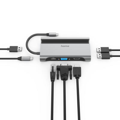 Hama USB-C-hub Multiport 7-poorts 3x USB-A USB-C VGA HDMI LAN/ethernet