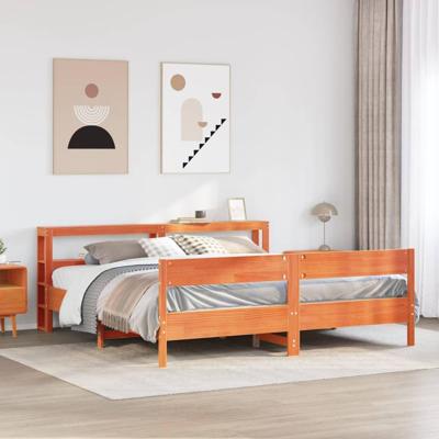 Bedframe zonder matras massief grenenhout wasbruin 200x200 cm