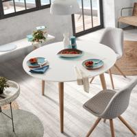 Kave Home Uitschuifbare Ronde Eettafel 'Oqui', 120 - 200 x 120cm, kleur Wit - thumbnail