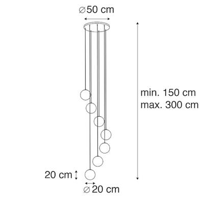 QAZQA Smart hanglamp messing 7-lichts incl. Wifi ST64 - Pallon