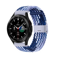 Braided nylon bandje - Blauw gemêleerd - Samsung Galaxy Watch 4 Classic - 42mm / 46mm - thumbnail