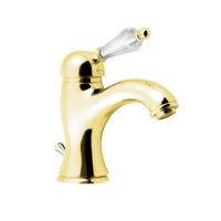 Wastafelmengkraan Sapho Kirké Retro Kristal 1-hendel Gebogen 18.2 cm Goud (incl. clickwaste) - thumbnail