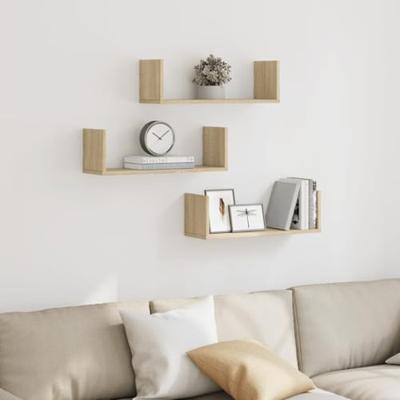 Wandschappen 3 st 58x18x18 cm spaanplaat sonoma eikenkleurig