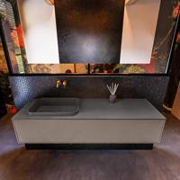 Badkamermeubelset Mondiaz Erin 150 cm met 1 Lade met RIDGE Wastafel Links Dark grey Zonder Kraangaten Greeploos Mat Smoke - thumbnail