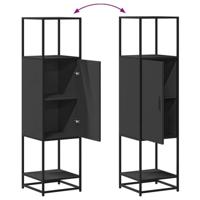 Hoge kast 35,5x35x139 cm bewerkt hout en metaal zwart - thumbnail