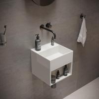 Fontein Ideavit Solidbliss 30x30x28 cm Solid Surface Handdoek Opberg Mogelijkheid Mat Wit Ideavit - thumbnail