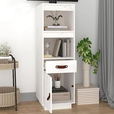 Hoge kast 34x40x108,5 cm massief grenenhout wit