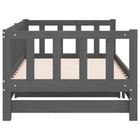 Slaapbank uitschuifbaar massief grenenhout grijs 2x(90x190) cm - thumbnail