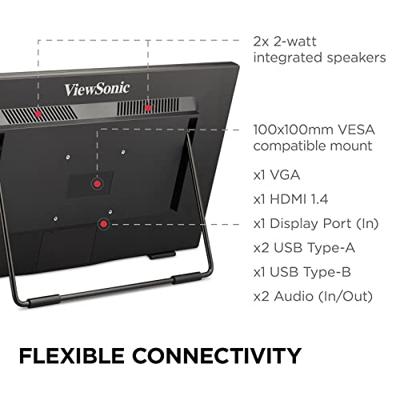 Viewsonic TD2465 Touchscreen monitor Energielabel: D (A - G) 60.5 cm (23.8 inch) 1920 x 1080 Pixel 16:9 7 ms HDMI, DisplayPort, USB, Audio-Line-in,