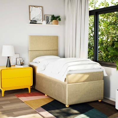 Boxspring met matras stof crèmekleurig 80x200 cm