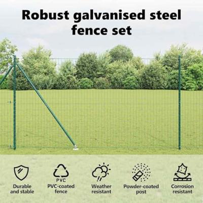 VidaXL Hek met paal groen 1,5 x 10 m staal en pvc