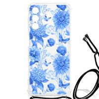 Case voor Samsung Galaxy A13 5G | A04s Flowers Blue - thumbnail