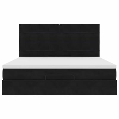 Ottoman bed met matrassen en LED's 160x200cm fluweel zwart