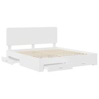 Bedframe met hoofdeinde met lade Wit 200 x 200 cm Bewerkt hout - thumbnail