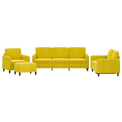 4-delige Loungeset met kussens fluweel geel - thumbnail