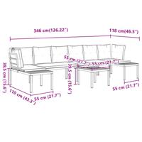 5-delige Loungeset met kussens gepoedercoat staal zwart - thumbnail