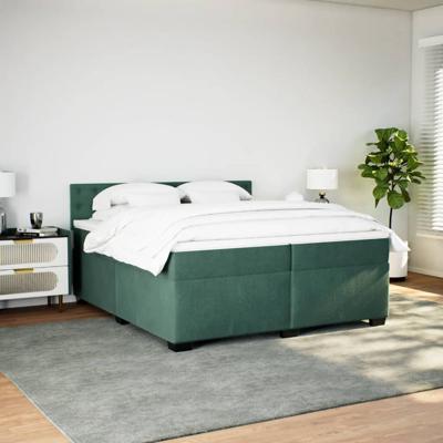 Boxspring met matras fluweel donkergroen 200x200 cm