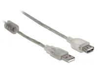 Delock USB-kabel USB 2.0 USB-A stekker, USB-A bus 0.30 m Transparant Afgeschermd (dubbel), Vergulde steekcontacten 82244 - thumbnail
