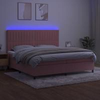 Boxspring met matras en LED fluweel roze 200x200 cm - thumbnail