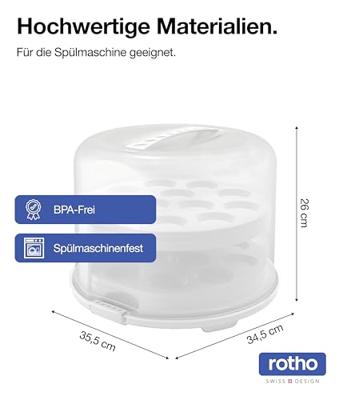 Rotho Fresh Taartdoos XL + Cupcake-Houders 35.5x34.5x26 cm Wit/Transparant - thumbnail