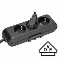 Panasonic stopcontact 3 voudig zwart met 1.5 meter snoer ophang mogelijkheid en haak ophanging - thumbnail