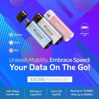 Transcend ts512gesd300s esd300s external ssd, 512 gb, usb type-c, 10 gbps, 1050/ 950 mb/s, silver - thumbnail