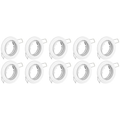 10-delige Kantelbare Inbouwspot GU10 Set - Wit Aluminium - Ø82mm