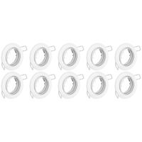 10-delige Kantelbare Inbouwspot GU10 Set - Wit Aluminium - Ø82mm - thumbnail