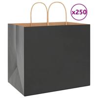 VidaXL Papieren zakken 250 st met hengsels 32x22x28 cm zwart - thumbnail