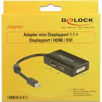 DeLOCK mini displayport > displayport/hdmi/dvi adapter (zwart, 0,16 meter) - thumbnail