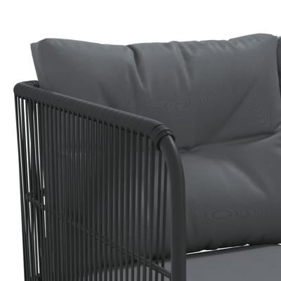 Loungeset met kussens staal en textileen zwart - thumbnail