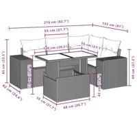 5-delige Loungeset met kussens poly rattan grijs - thumbnail