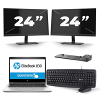 HP EliteBook 830 G5 - Intel Core i7-8e Generatie - 13 inch - 16GB RAM - 256GB SSD - Windows 11 + 2x 24 inch Monitor - thumbnail