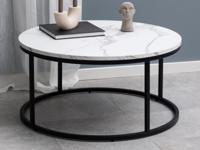 Ronde salontafel FIRO Ø80 cm wit marmer - thumbnail
