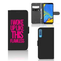 Samsung Galaxy A7 (2018) Hoesje met naam Woke Up - Origineel Cadeau Zelf Maken - thumbnail