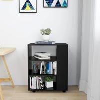 Rolkast 60x35x75 cm bewerkt hout zwart - thumbnail